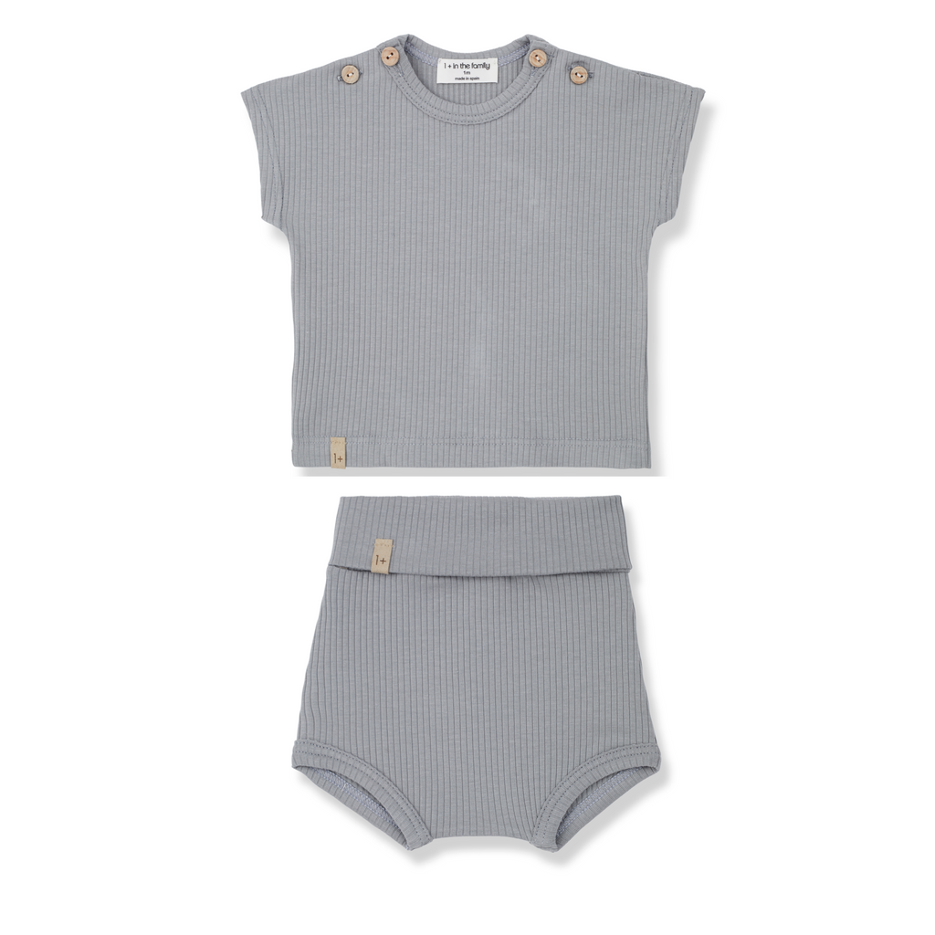 1+ in the Family Miles T-shirt and Kira Bloomer Set - Smoky