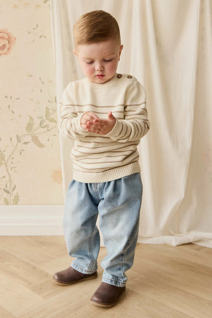 Jamie Kay Malcolm Knitted Jumper - Malcolm Stripe Cloud/Brioche