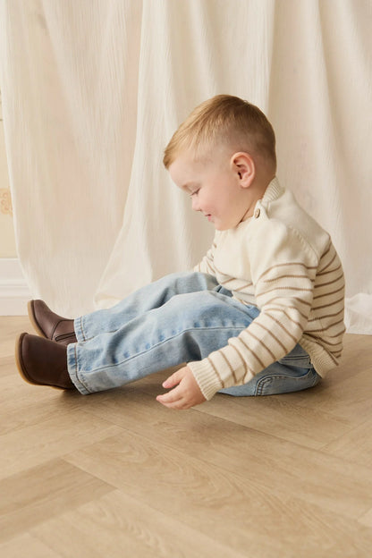 Jamie Kay Malcolm Knitted Jumper - Malcolm Stripe Cloud/Brioche