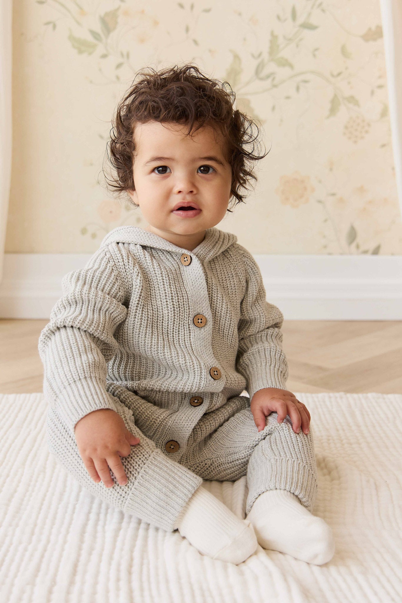 Jamie Kay Bear Knit Onepiece - Light Grey Marle