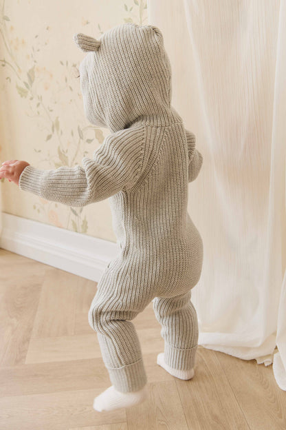 Jamie Kay Bear Knit Onepiece - Light Grey Marle