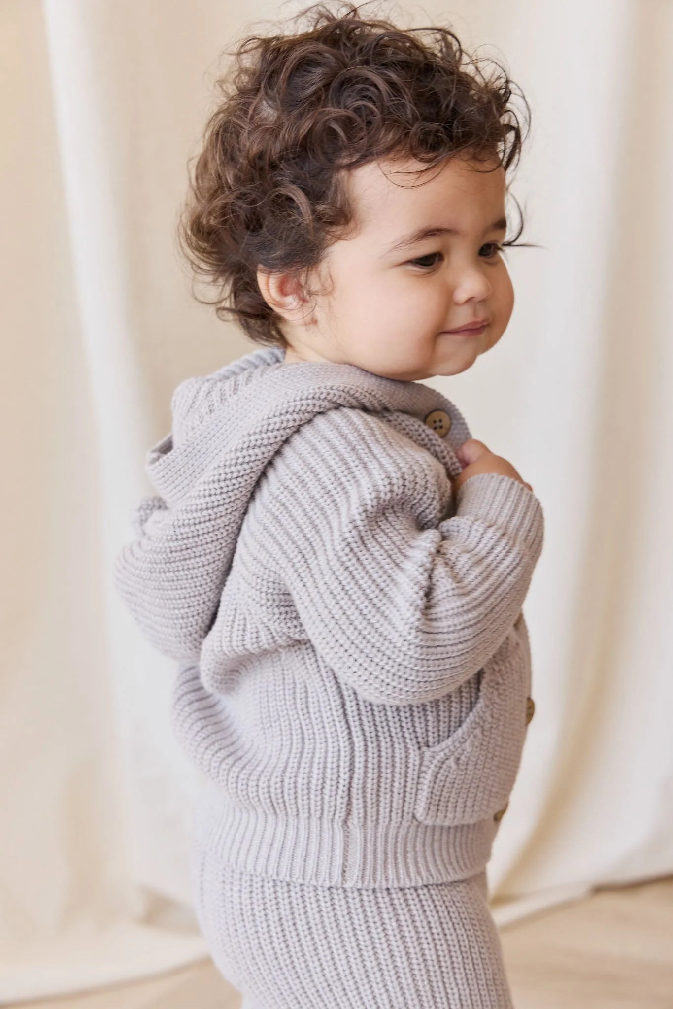 Jamie Kay OG Bear Knit Cardigan - Moleskin Marle