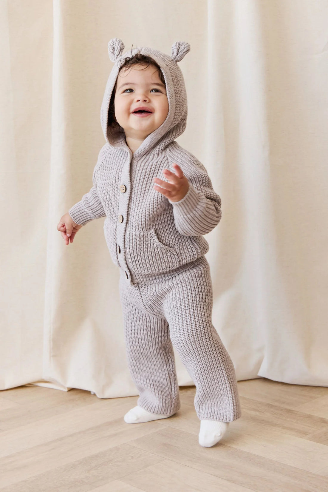 Jamie Kay OG Bear Knit Cardigan - Moleskin Marle