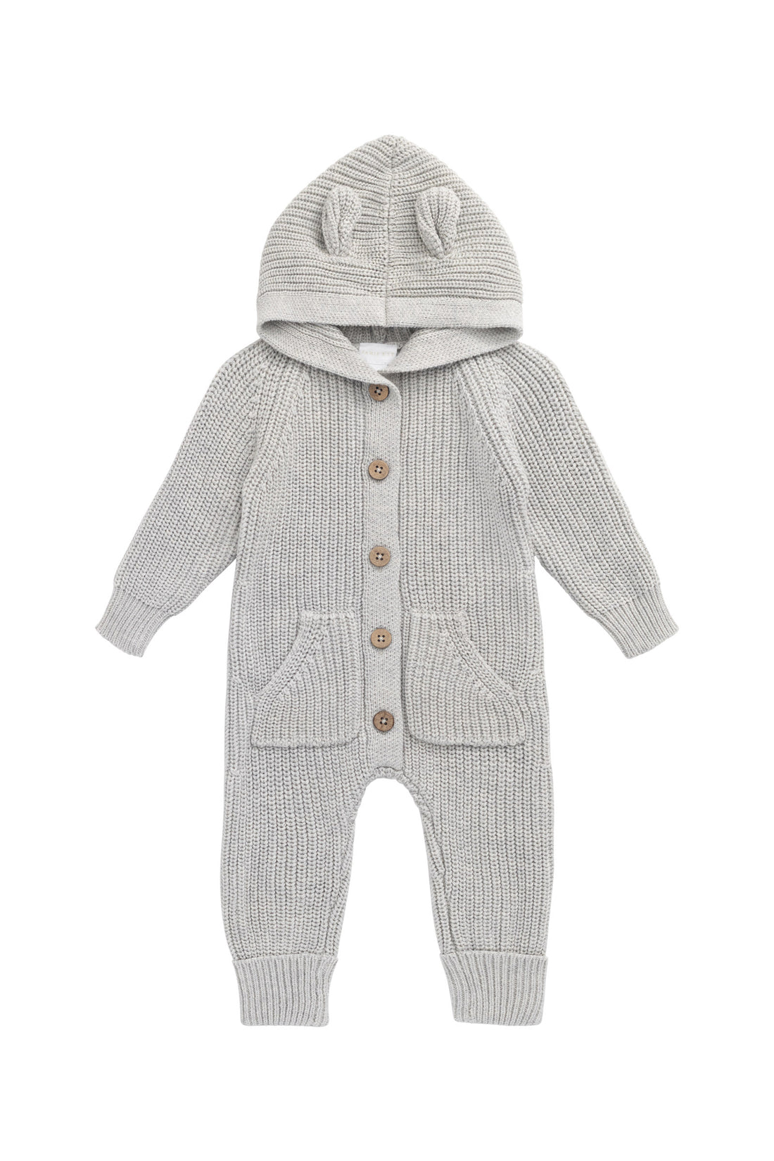 Jamie Kay Bear Knit Onepiece - Light Grey Marle