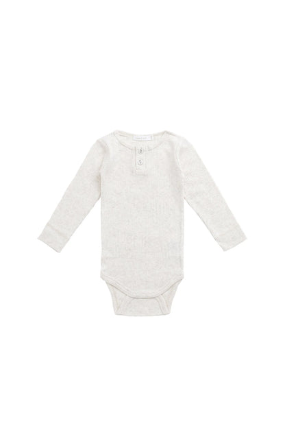 Jamie Kay Organic Cotton Modal Long Sleeve Bodysuit - Oatmeal Marle
