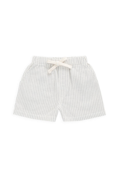 Jamie Kay Organic Cotton Louis Short - Mini Pinstripe Parchment/Dawn