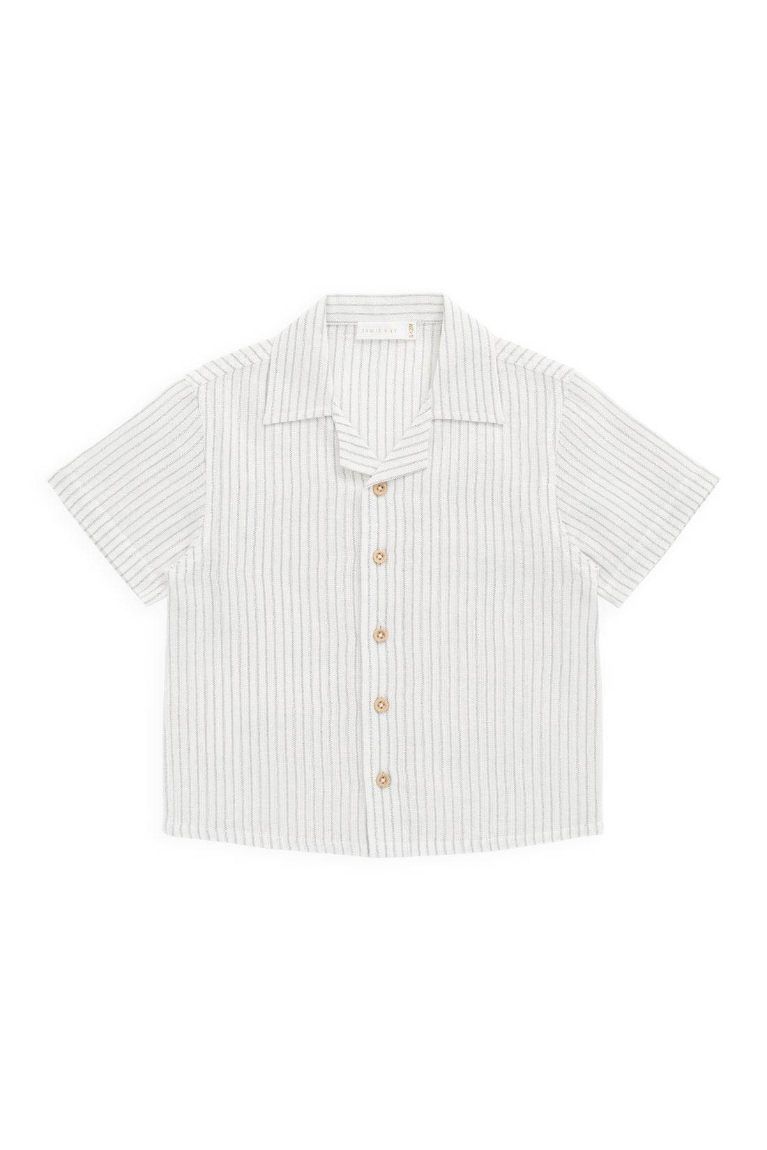 Jamie Kay Organic Cotton Silas Shirt - Mini Pinstripe Parchment/Dawn