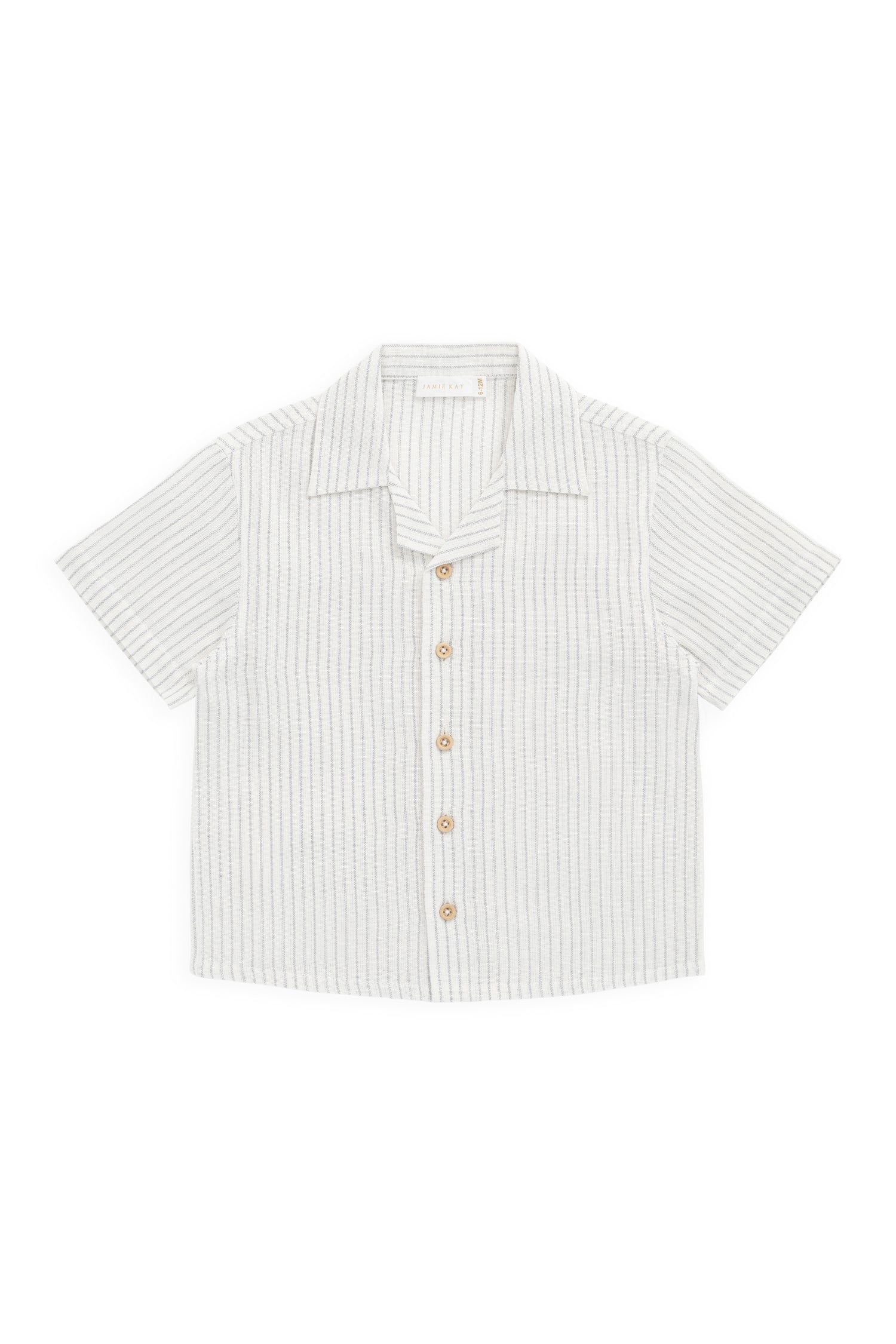 Jamie Kay Organic Cotton Silas Shirt - Mini Pinstripe Parchment/Dawn