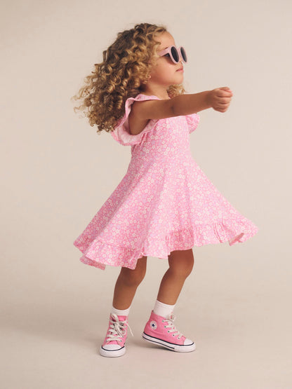 Huxbaby Ditsy Floral Frill Swing Dress - Peony