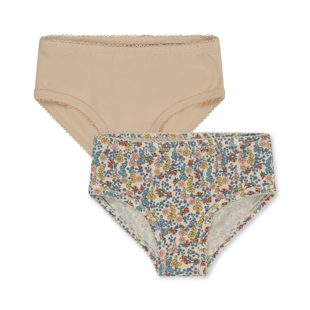 Konges Sløjd Basic 2 Pack Girl Underpants GOTS - Bibi Fleur/Brazilian Sand