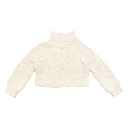 Little Creative Factory Tricot Zig Zag Turtleneck Sweater - Cream