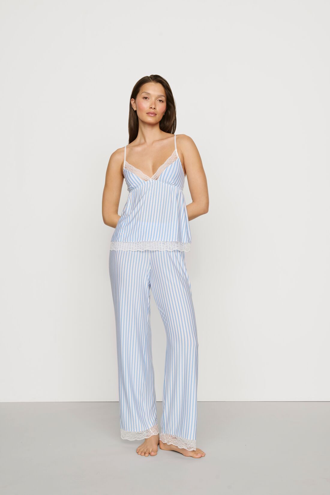 Eberjey Isla Cami And Pant Set - Ragata Stripe / White Summer