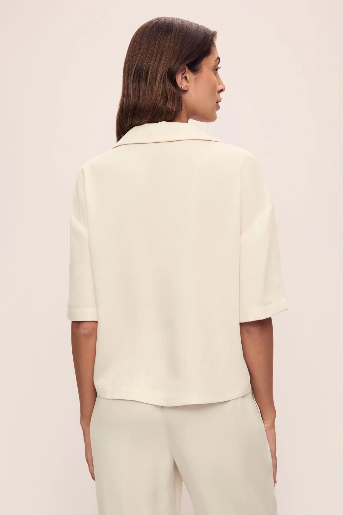 Eberjey Tencel Woven Short Sleeve Top - Whitecap Grey