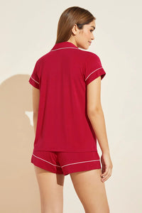 Eberjey Gisele Printed Shortie Pj Set - Haute Red/Ivory