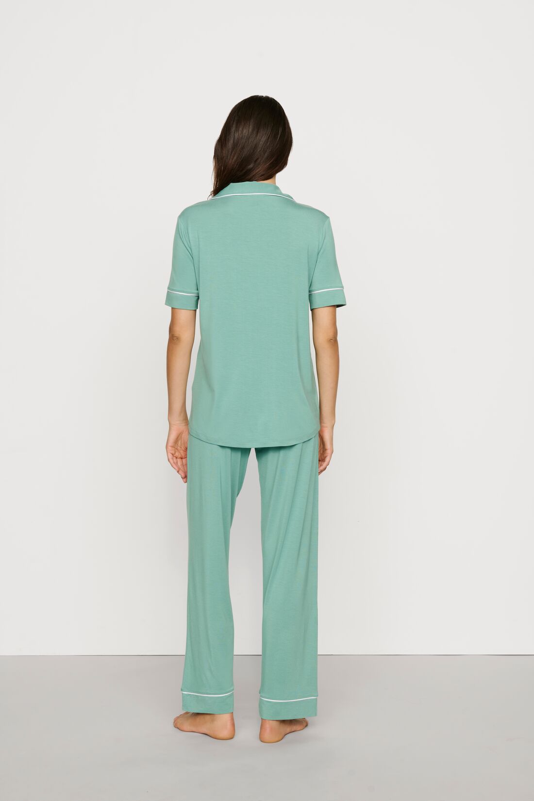 Eberjey Gisele  Short Sleeve / Pant  PJ Set - Seagrass / White