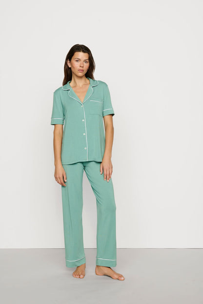 Eberjey Gisele  Short Sleeve / Pant  PJ Set - Seagrass / White