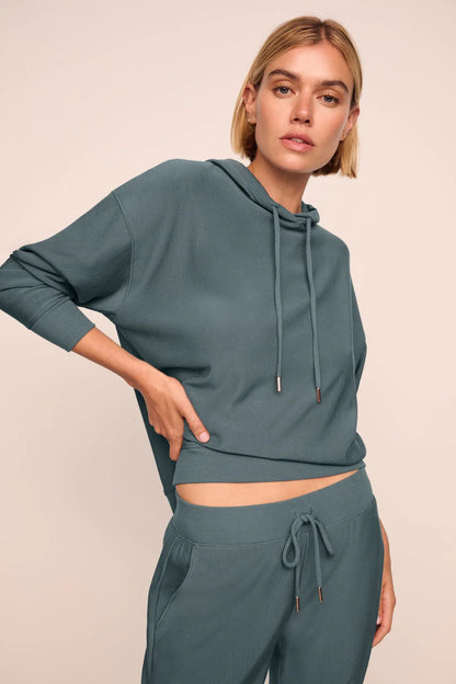 Eberjey Softest Sweats Hoodie - Stone Blue