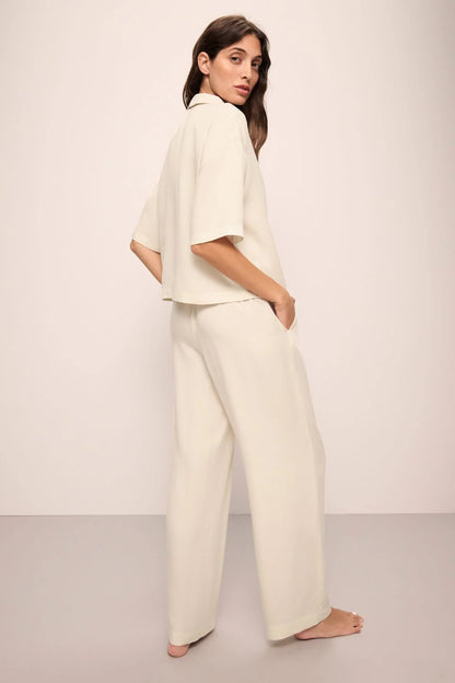 Eberjey Tencel Woven Short Sleeve Top - Whitecap Grey