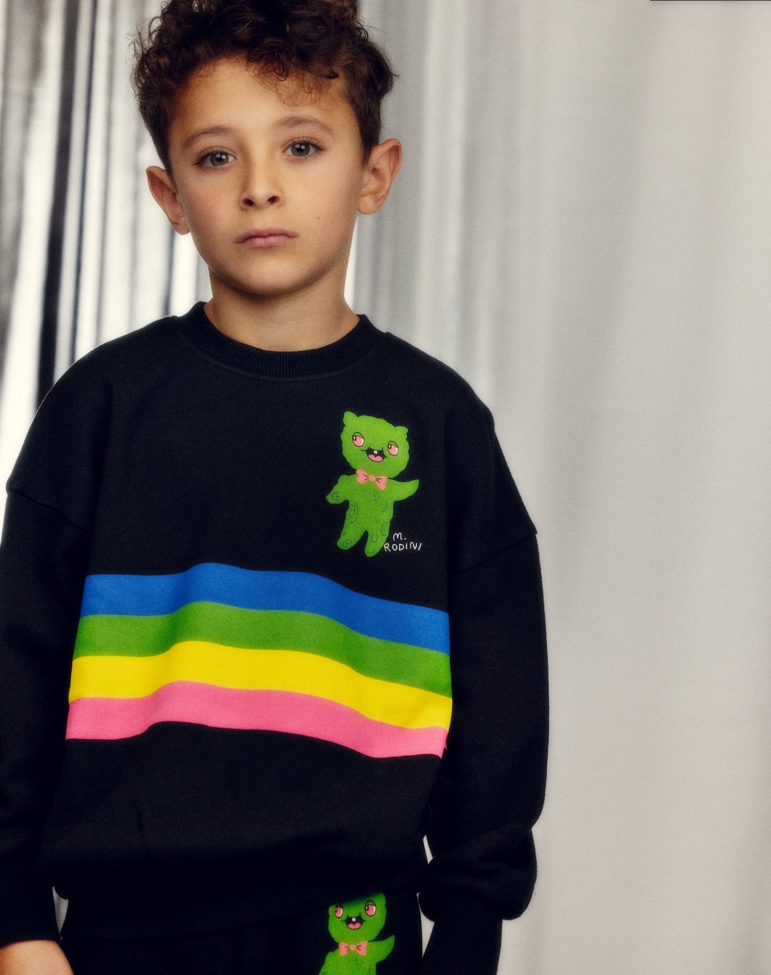 Mini Rodini Aliens Stripe Sp Sweatshirt - Black