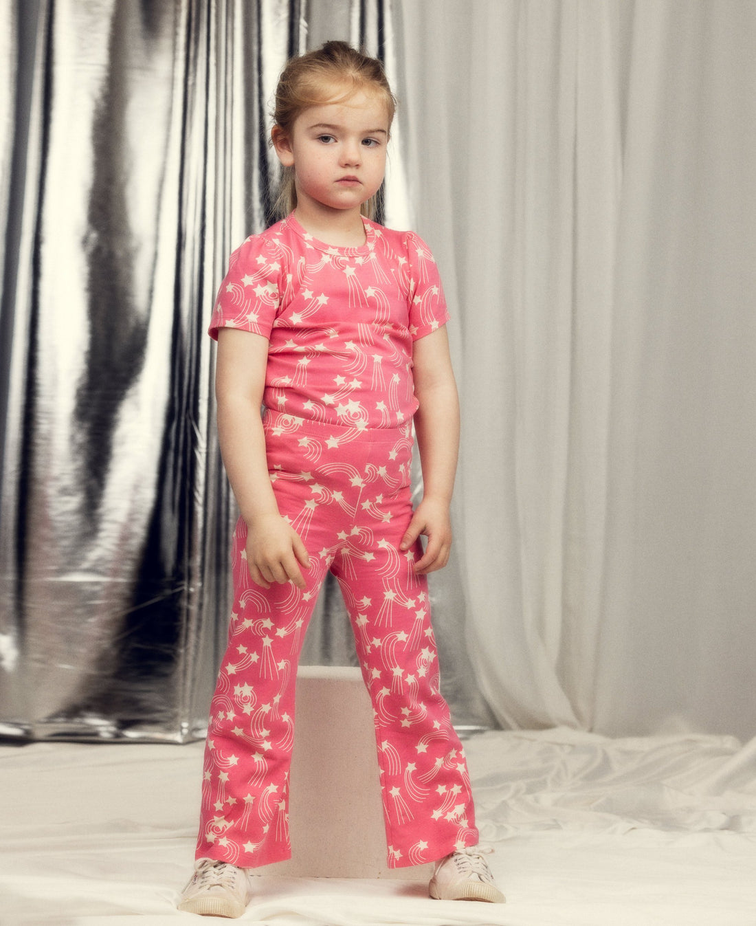 Mini Rodini Starfall All Over Print Flared Trousers - Pink