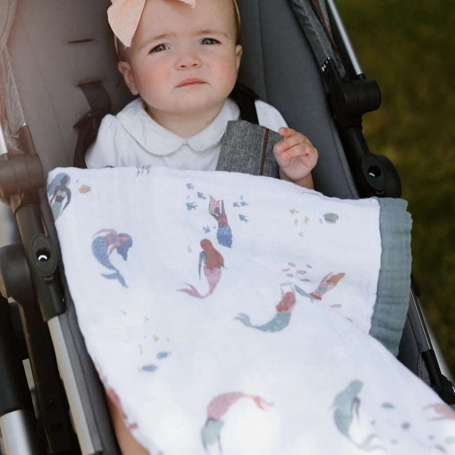 Little Unicorn Cotton Muslin Baby Quilt - Mermaids