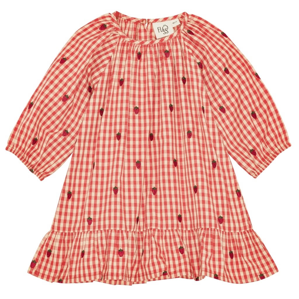 Flöss Molly Long Sleeve O-N Dress - Berry Gingham