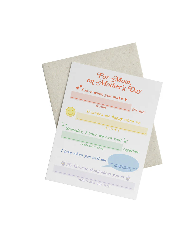 Knot &amp; Bow Mom Day Mad Libs Greeting Card