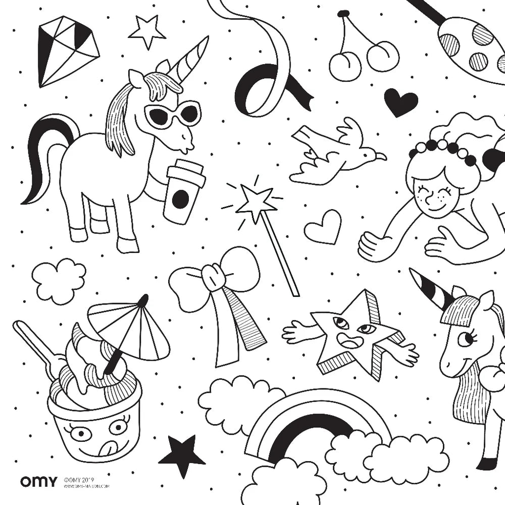 Omy Coloring Pocket Poster - Lily the Unicorn