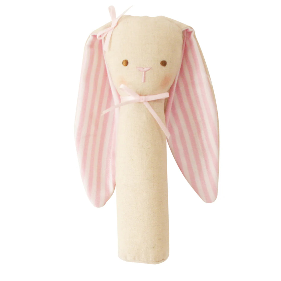 Alimrose Bunny Rattle &amp; Squeaker Linen - Pink