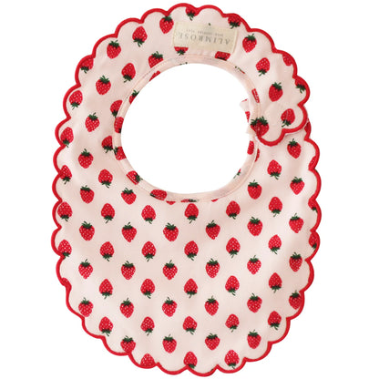 Alimrose Scallop Bib - Strawberries