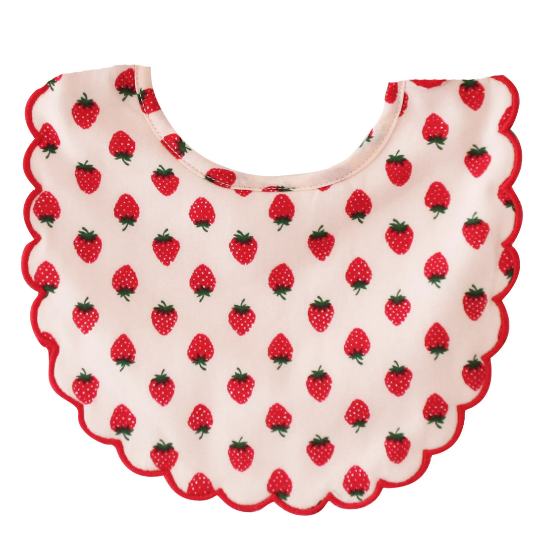 Alimrose Scallop Bib - Strawberries