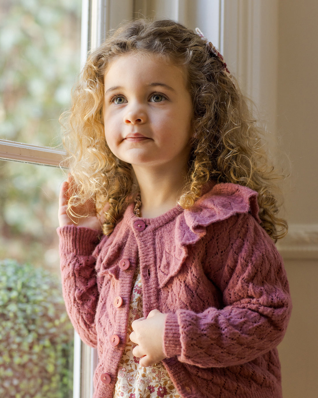 Noralee Ruffle Cardigan - Raspberry