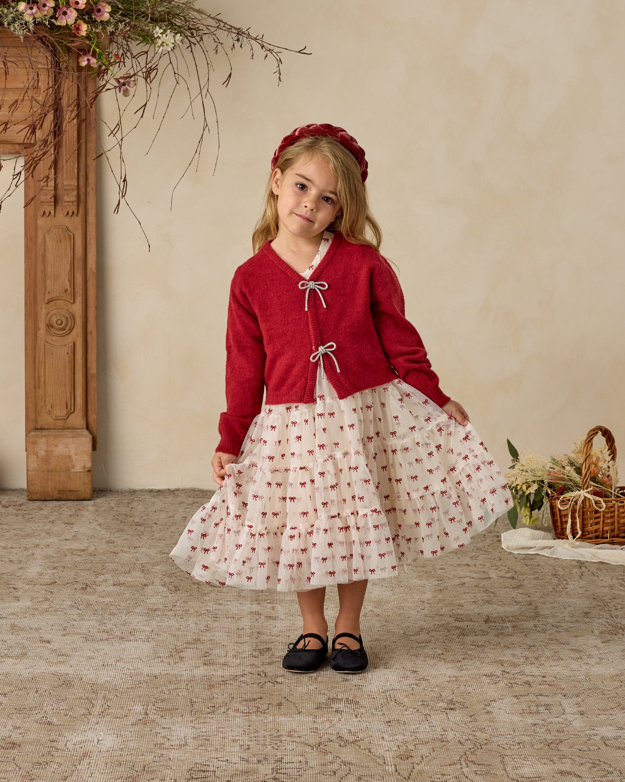 Noralee Bow Cardigan - Ruby