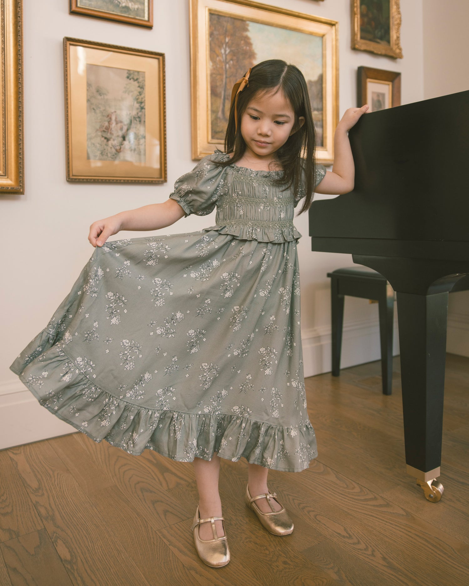 Noralee Maggie Dress - Eucalyptus French Floral