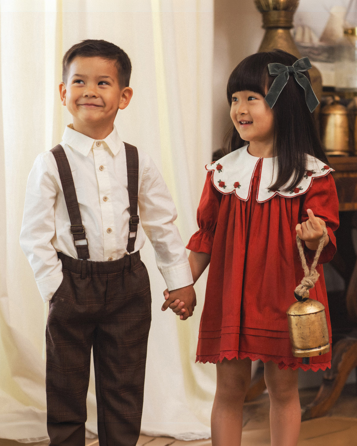 Noralee Suspender Pant - Heathered Plaid