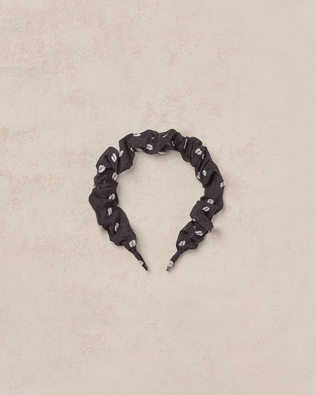 Noralee Gathered Headband - Black & Ivory Dot
