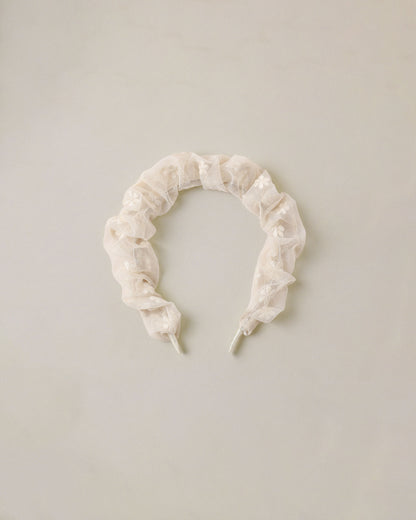 Noralee Gathered Headband - Embroidered Daisy