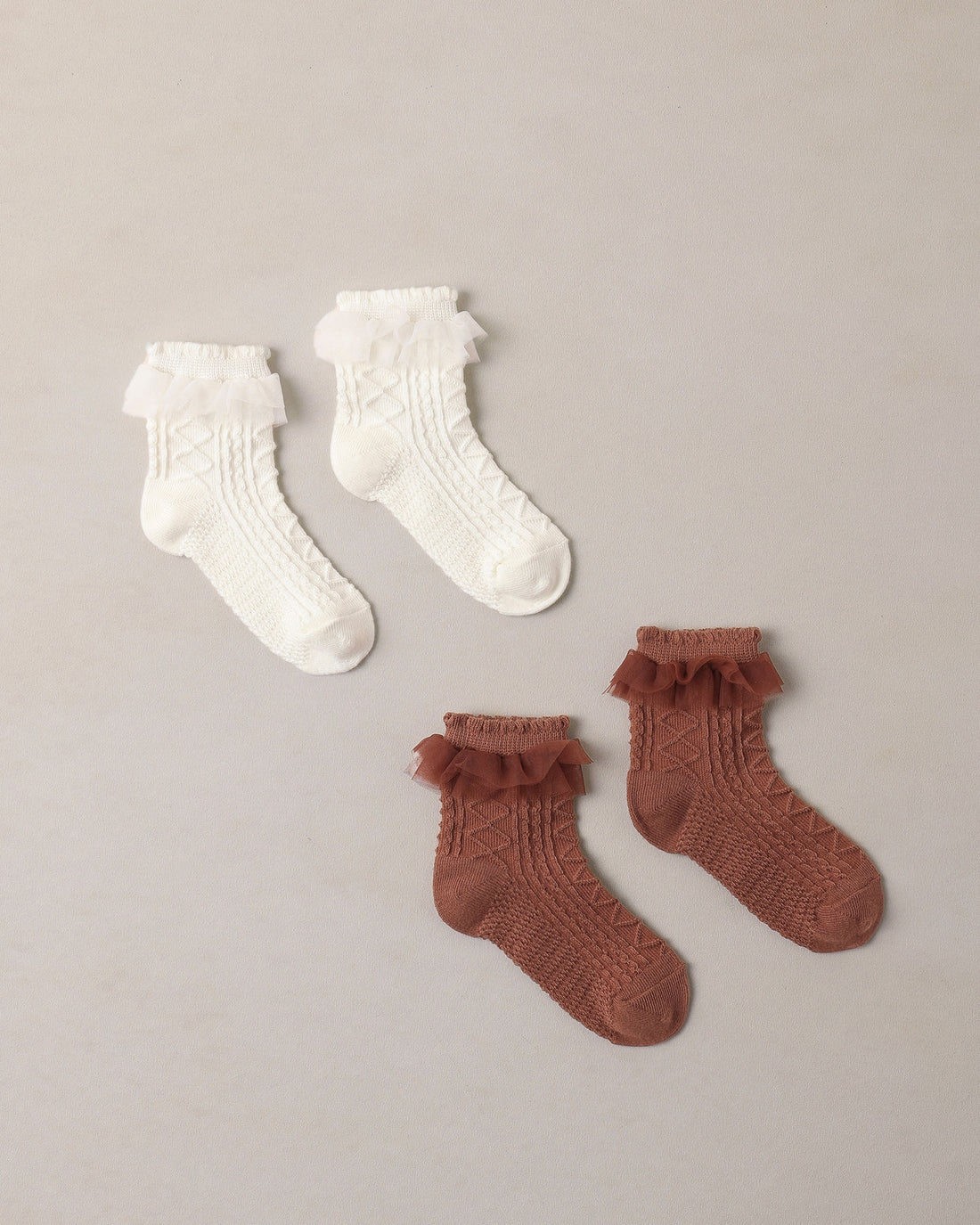 Noralee Ruffle Socks - Spice, Ivory