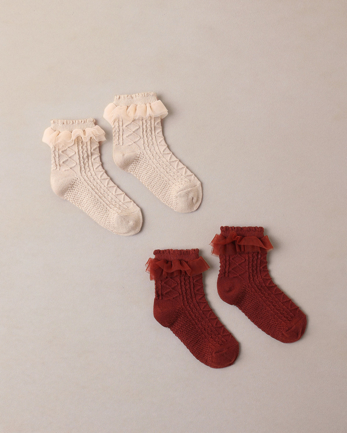 Noralee Ruffle Socks - Pearl, Ruby