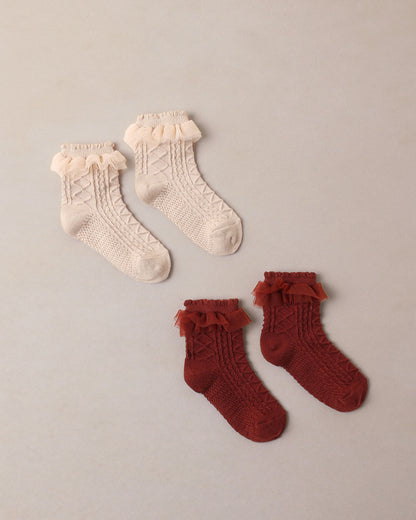 Noralee Ruffle Socks - Pearl, Ruby