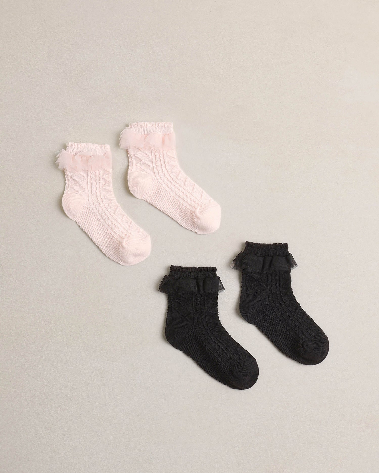 Noralee Ruffle Socks - Black, Blush