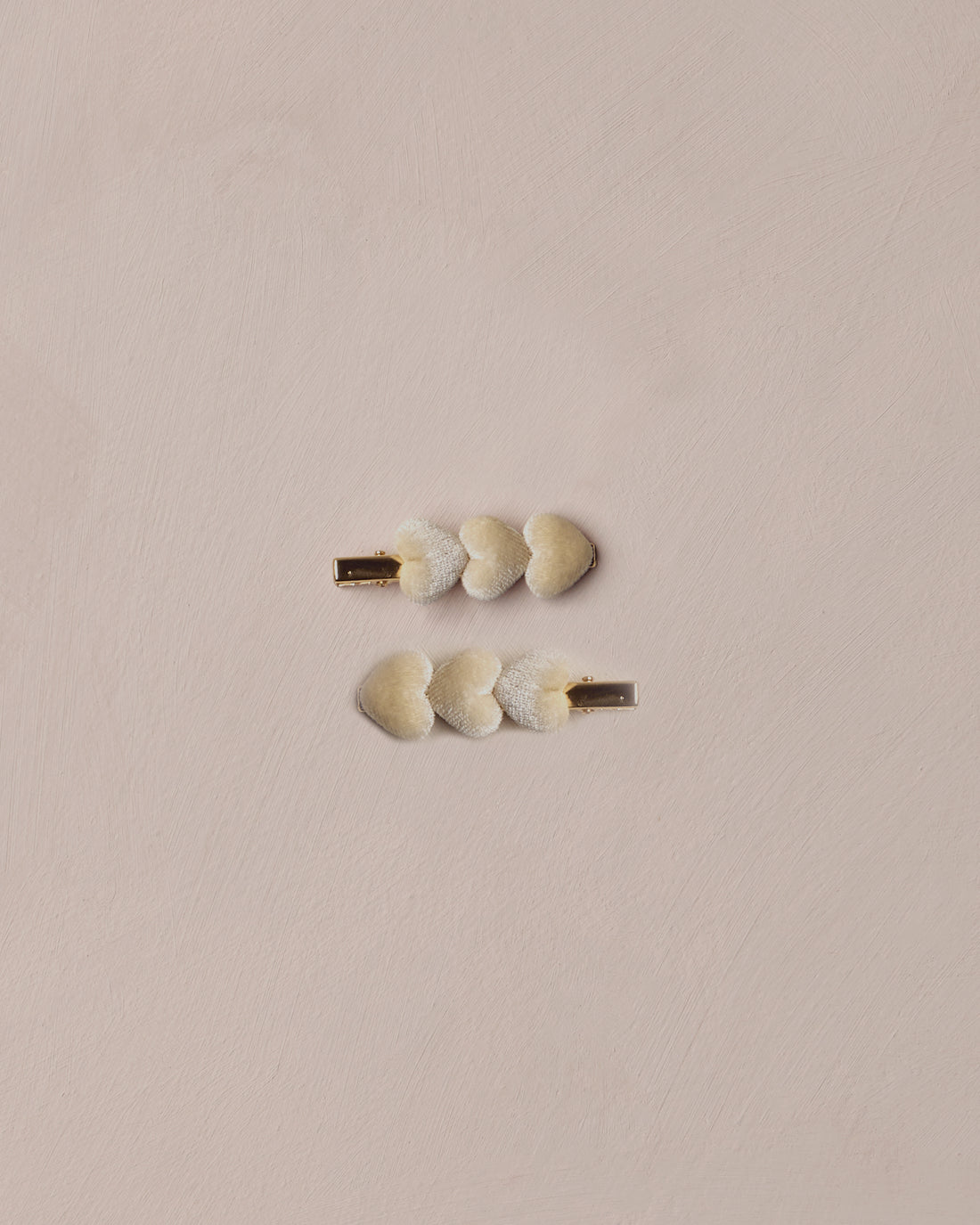 Noralee Velvet Heart Clips - Ecru