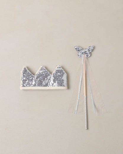 Noralee Crown + Wand - Silver Sequin