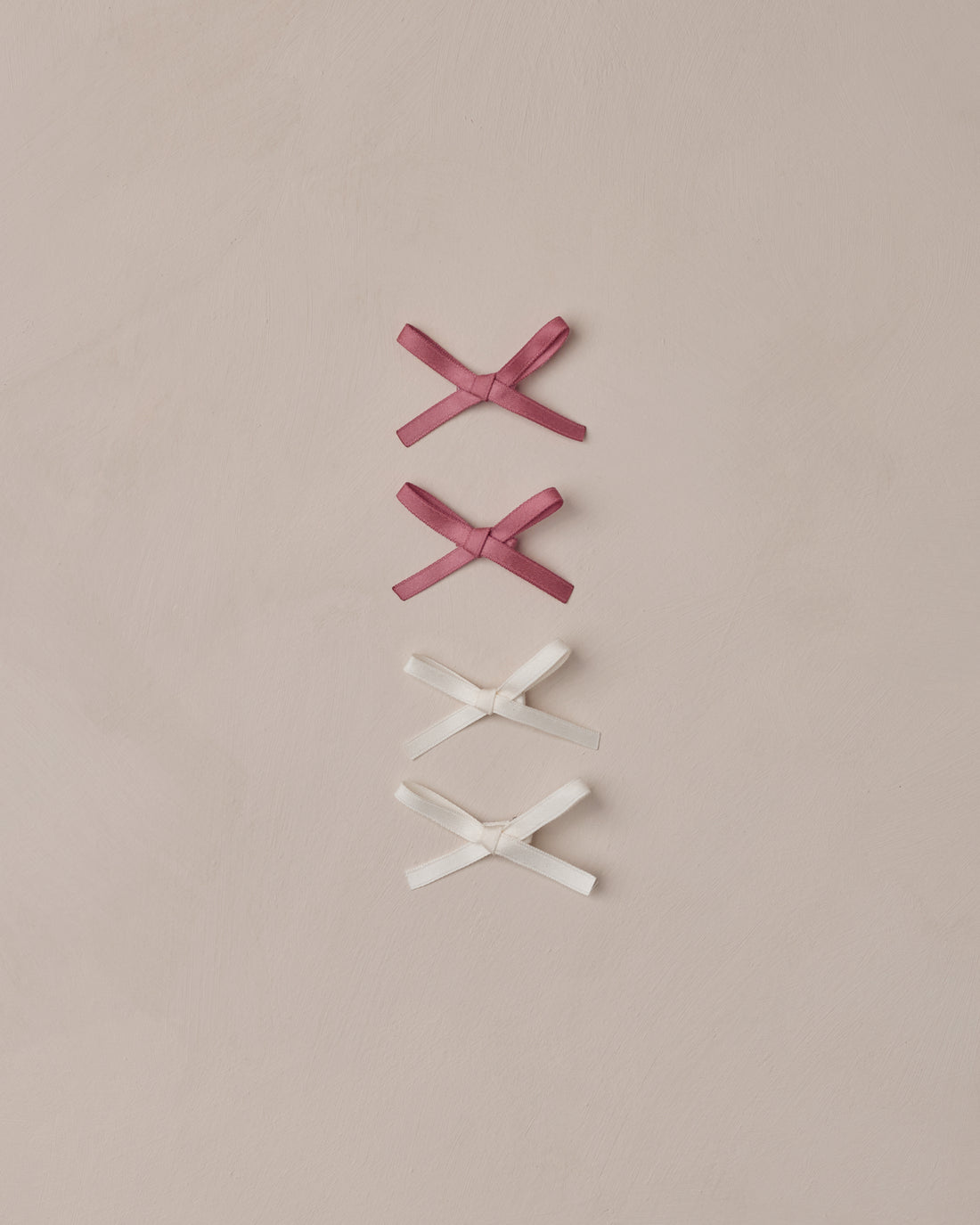 Noralee Mini Satin Bows, Set Of 4 - Ivory, Raspberry