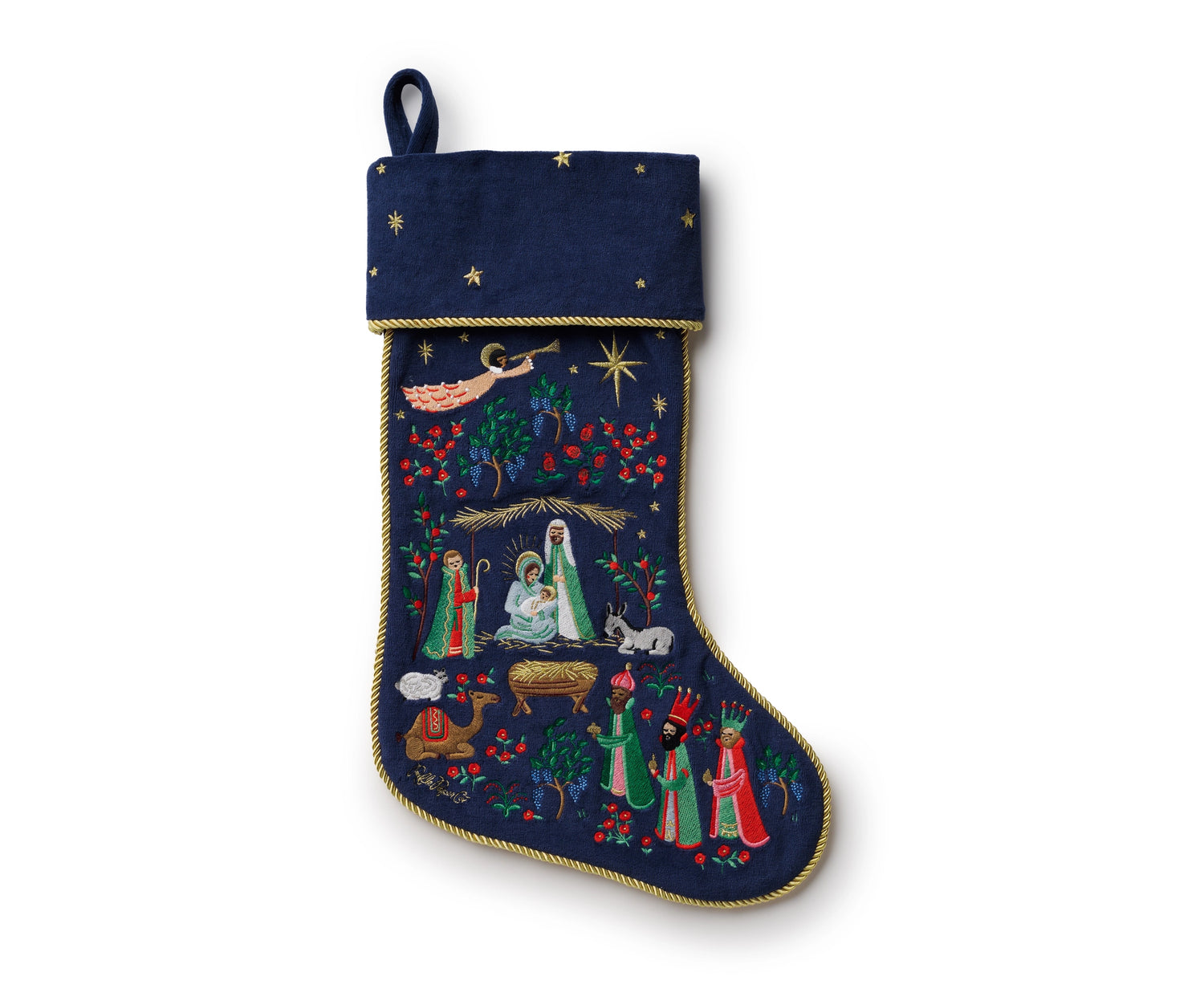 Rifle Paper Co. Nativity Embroidered Stocking