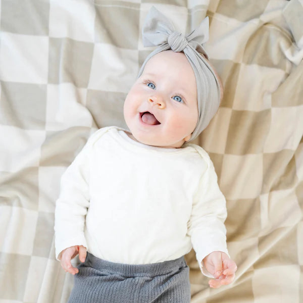 Saranoni Minky Stretch Receiving Blankets - Neutral Checkered