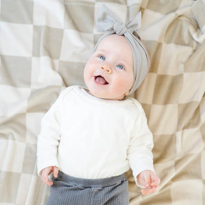 Saranoni Minky Stretch Receiving Blankets - Neutral Checkered