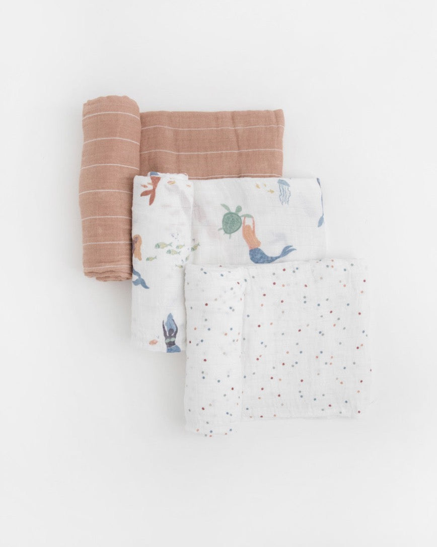 Little Unicorn Cotton Muslin Swaddle Blanket Set - Mermaids