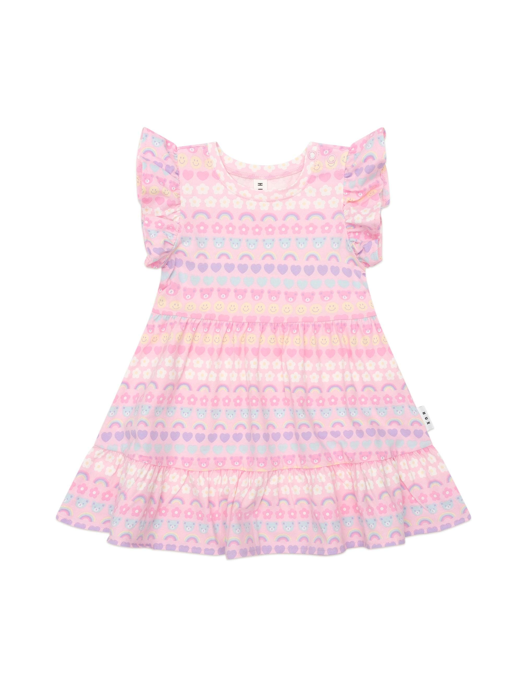 Huxbaby Emoji Rainbow Tier Dress - Multi