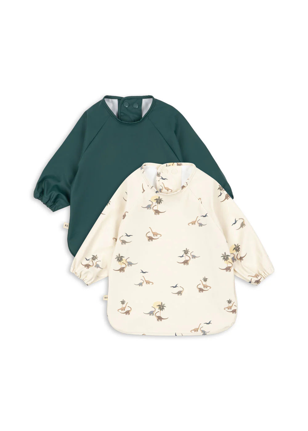 Konges Sløjd 2 Pack Dinner Bib With Sleeves - Kubi / Rain Forest